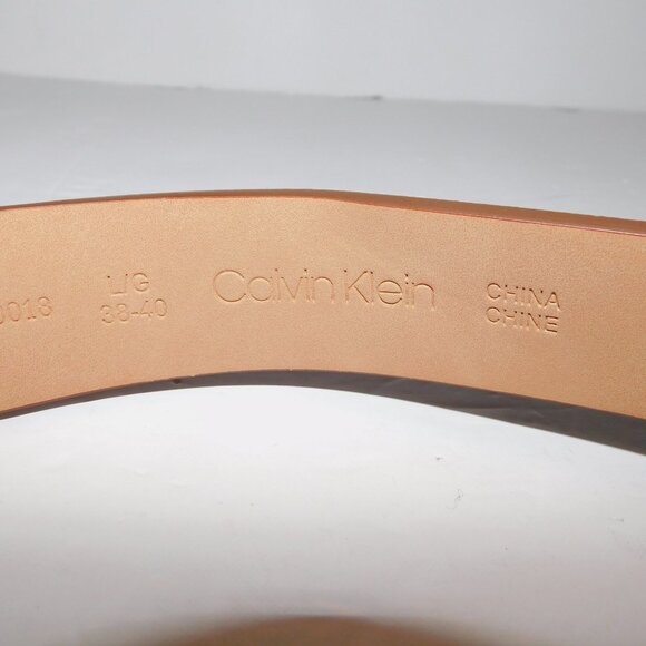 Calvin Klein Tan Leather Belt with Monogram Buckle Unisex Large 38 - 40 - Picture 3 of 5